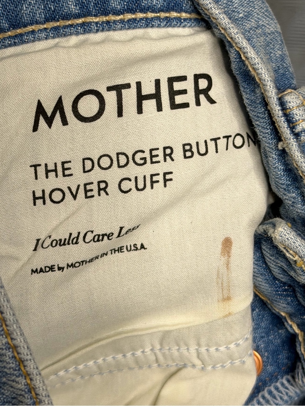 MOTHER The Dodger Button Hover Cuff Jeans in I Could Care Less - Picture 8 of 9